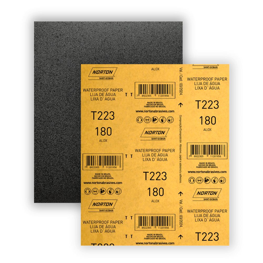 Lixa d'água 22,5x27,5cm gramatura preta 180 Norton